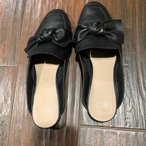 BP Maddy Black Bow Leather Mules.